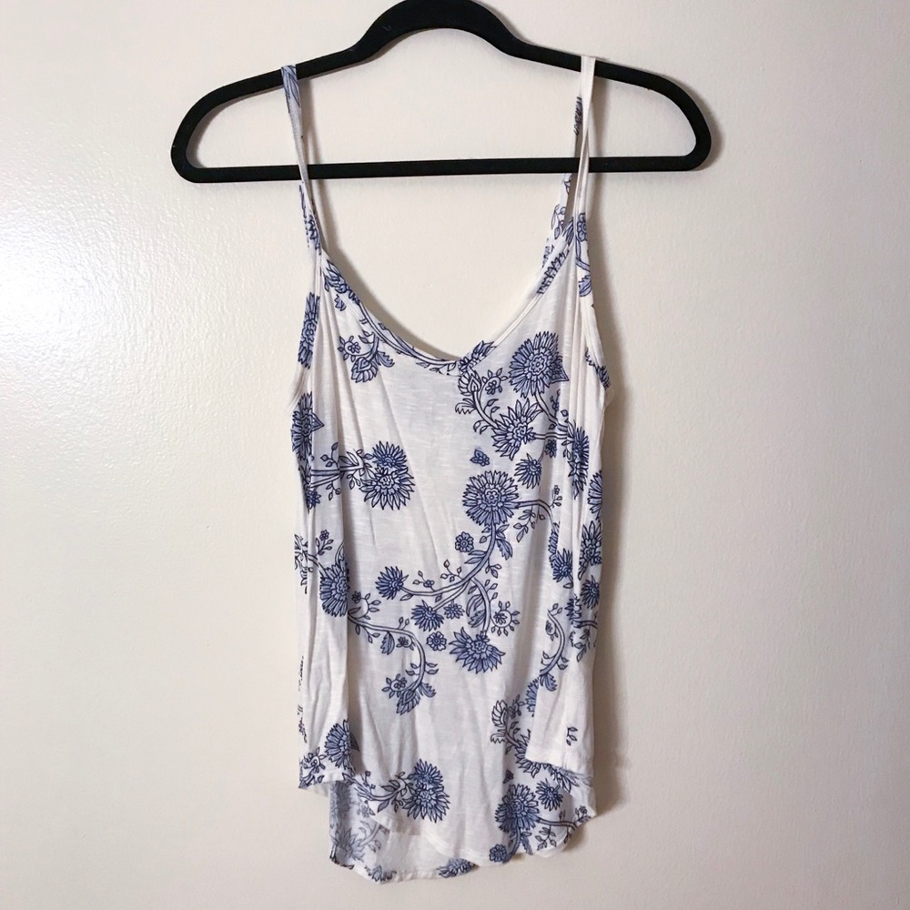 Light White and Floral Blue Tank